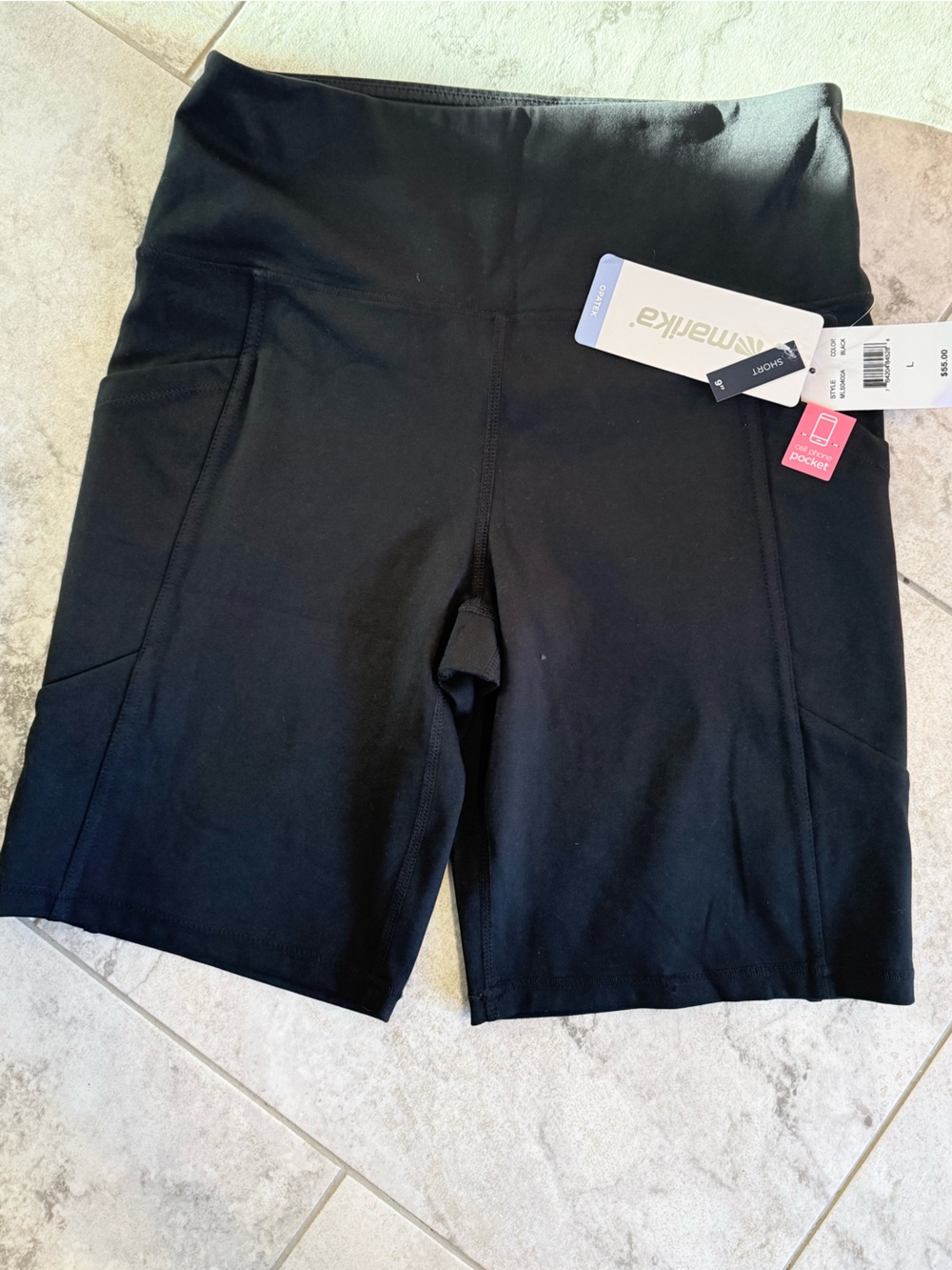 Marika Black High-Waist Bike Shorts with Side Pockets